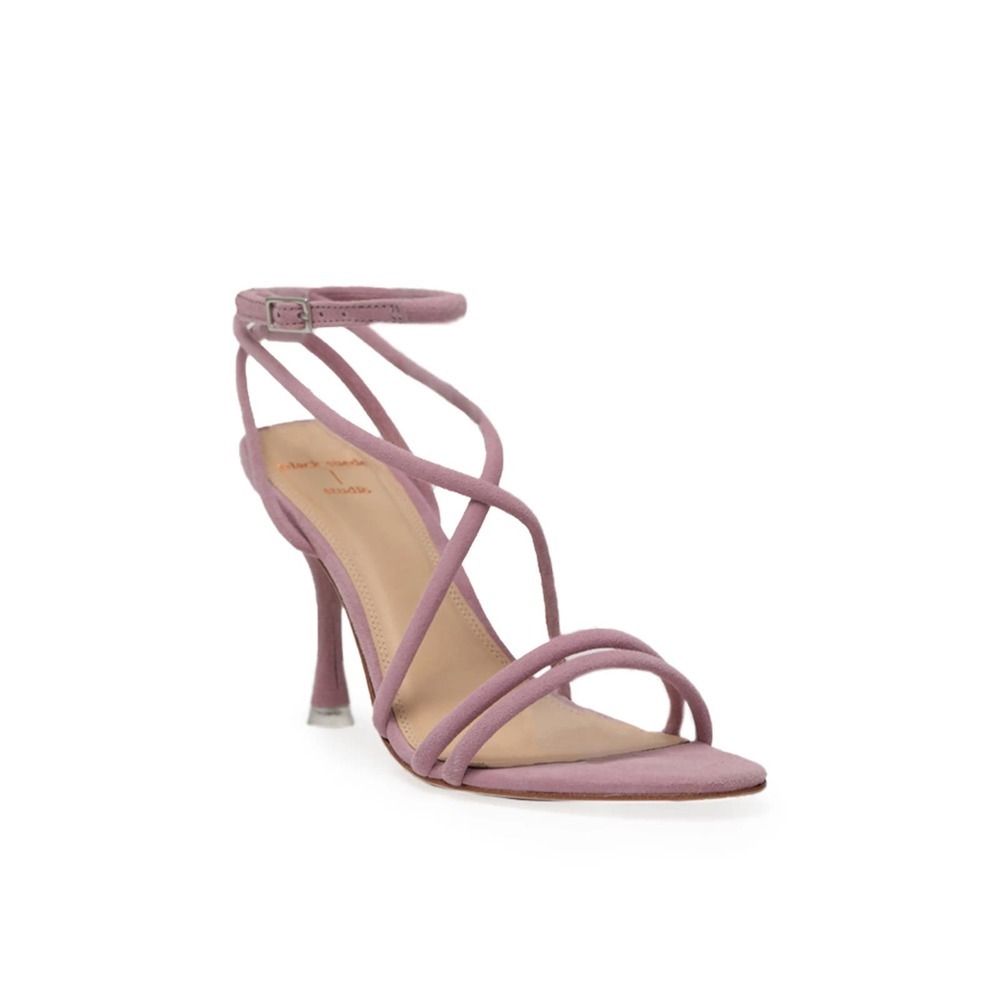 Black Suede Studio Vanessa Ankle Strap Sandal In Violet Leather Size EU 36